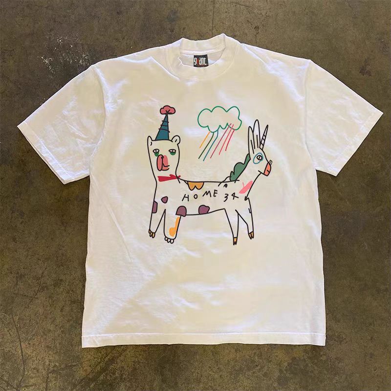 Vintage White Quirky Animal Print Short Sleeve T-Shirt Size US L / EU 52-54 / 3 - 2 Thumbnail