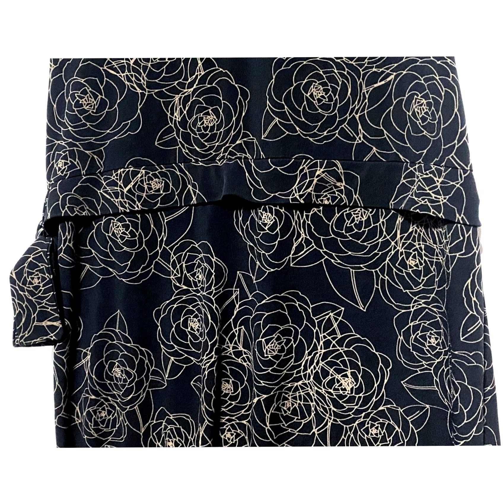 Merona Merona Floral V Neck Midi Dress Black Tie Waist Forest Fairy Career Whimsy Dress Size M / US 6-8 / IT 42-44 - 5 Thumbnail