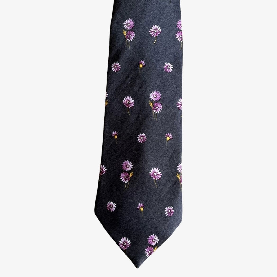 Lanvin Vintage 90s Lanvin Paris Violet Pink Floral Print Silk Tie Size ONE SIZE - 4 Thumbnail