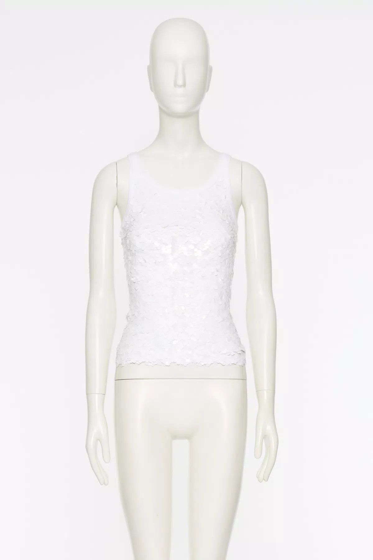 Valentino o1s1wg110625 Embroidered Stretch Cotton Tank Top in White Size L / US 10 / IT 46 - 1 Thumbnail