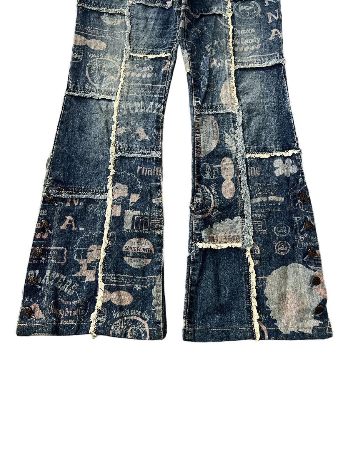 If Six Was Nine FLARED💥RNA PATCHWORK DISTRESSED DENIM PANT Size US 28 / EU 44 - 2 Thumbnail
