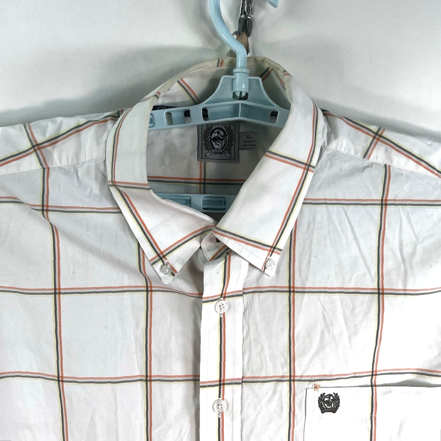Vintage Cinch Western Wear Checked Long Sleeve Button-Down Shirt Mens XL White/Orange Pattern Cotton BC-Brand Sportsman Theme Western Men Shirt Size US XL / EU 56 / 4 - 3 Thumbnail