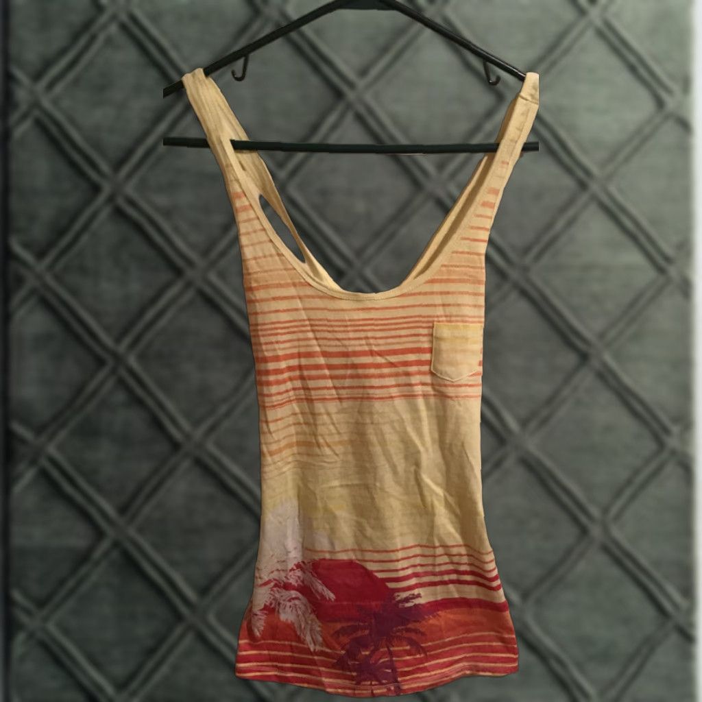 Ocean Pacific OP Palm Tree Cross Back Tank Top NWT B470 S Juniors Ocean Pacific Women Sz Small Multicolor Cotton Sleeveless Casual Beach Size S / US 4 / IT 40 - 1 Thumbnail