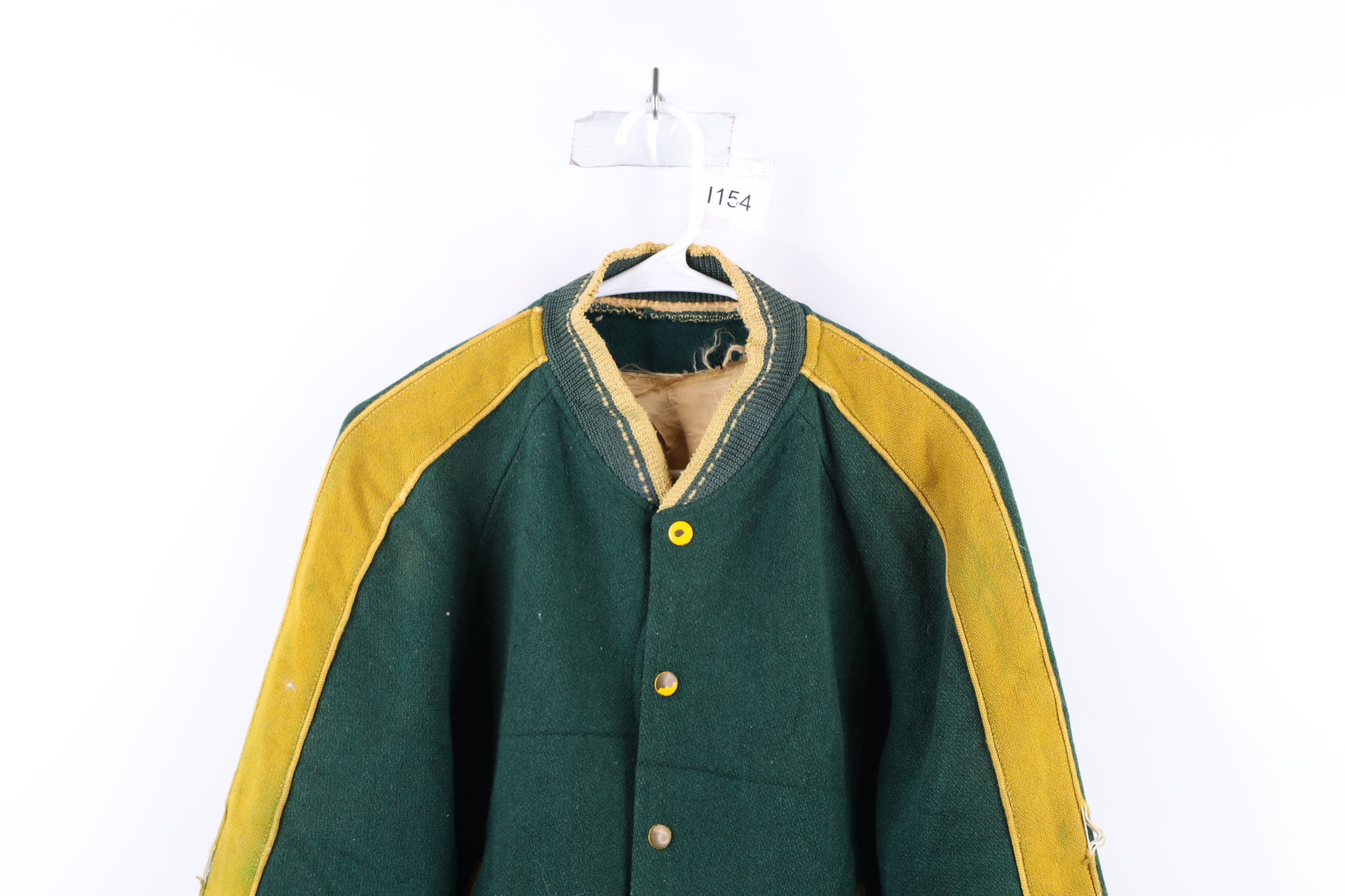 Vintage Vintage 40s 50s Streetwear Wool Varsity Jacket Green USA Size US M / EU 48-50 / 2 - 2 Thumbnail