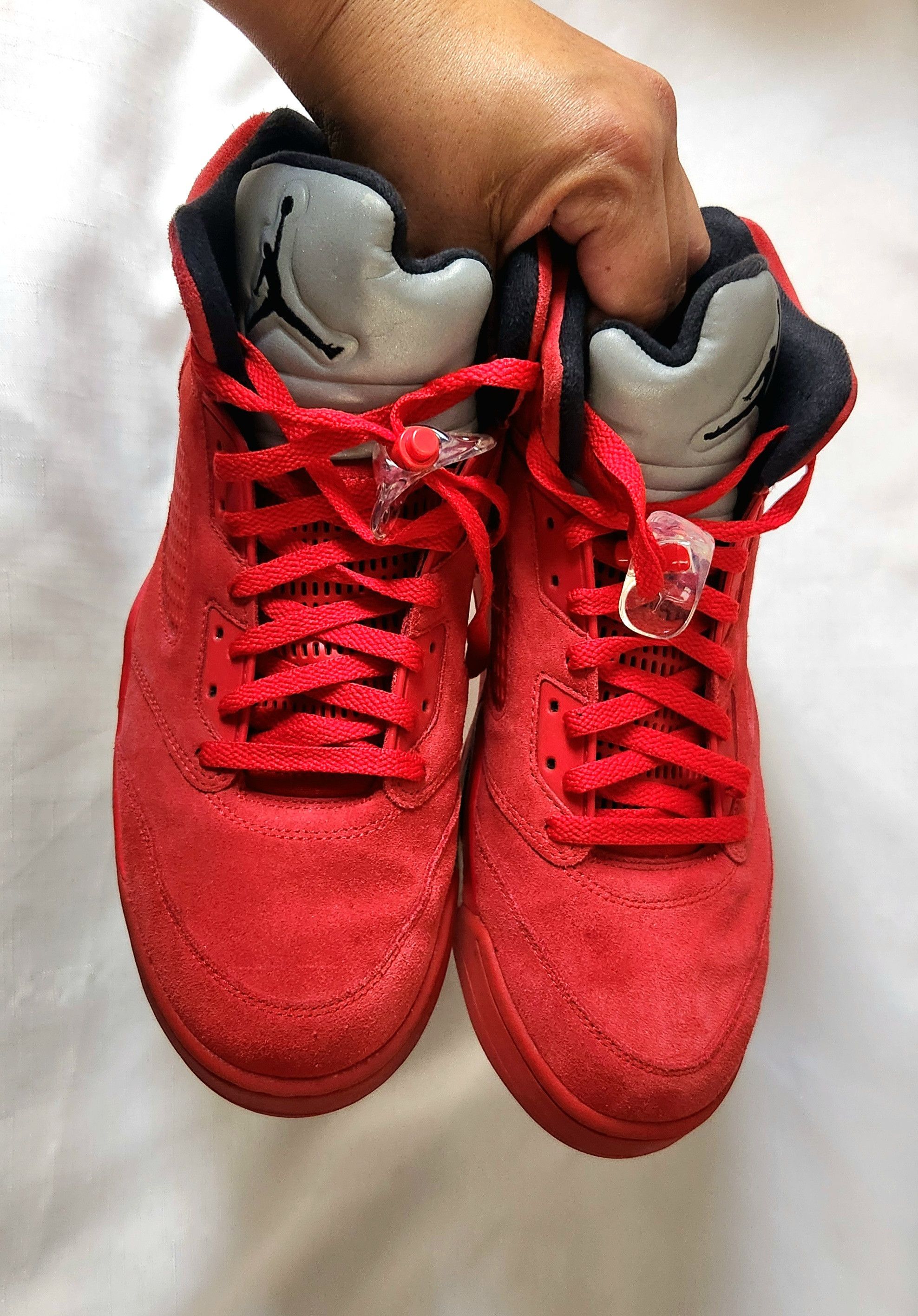 Jordan Brand × Nike Nike Air Jordan 5 Retro V Size 13 Mens 136027-602 Red Suede Size US 13 / EU 46 - 7 Thumbnail