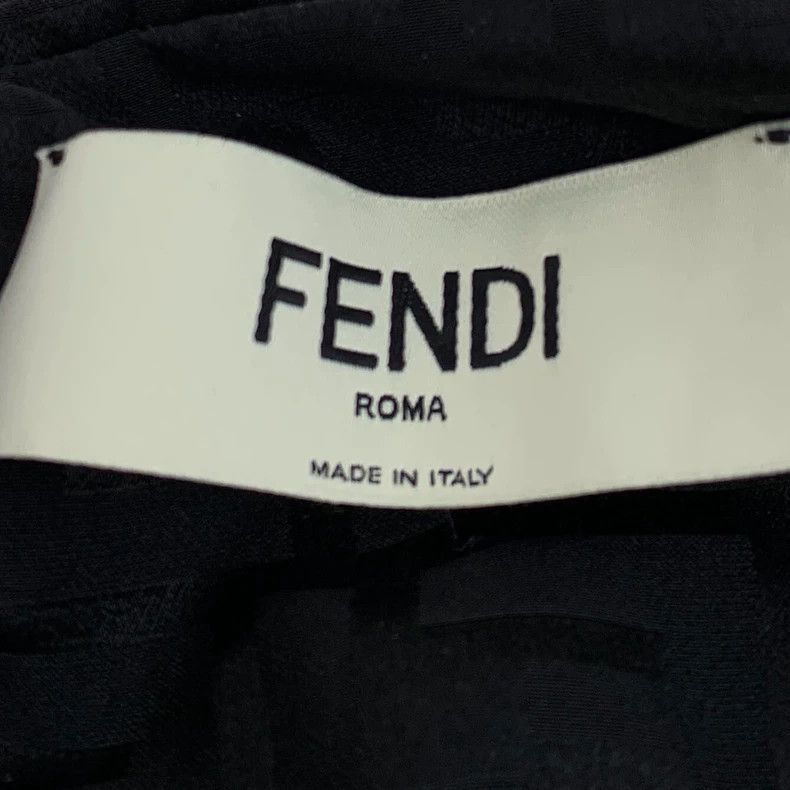 Fendi FENDI Black logo full-print mulberry silk notch collar lon Size XXS / US 00 / IT 34 - 5 Thumbnail