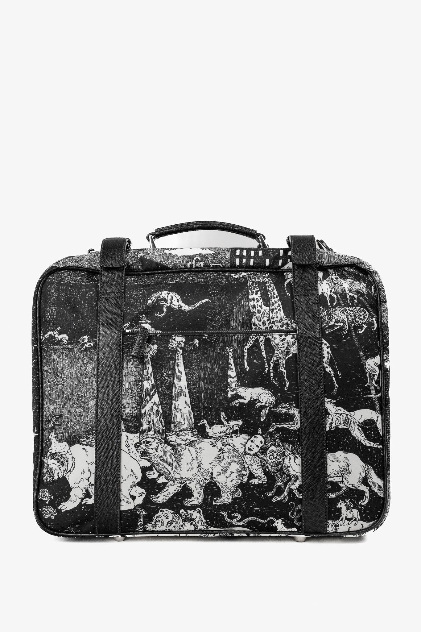 Prada Prada AW/16 Animal Kingdom Nero & Avorio Tessuto Suitcase Size ONE SIZE - 4 Thumbnail