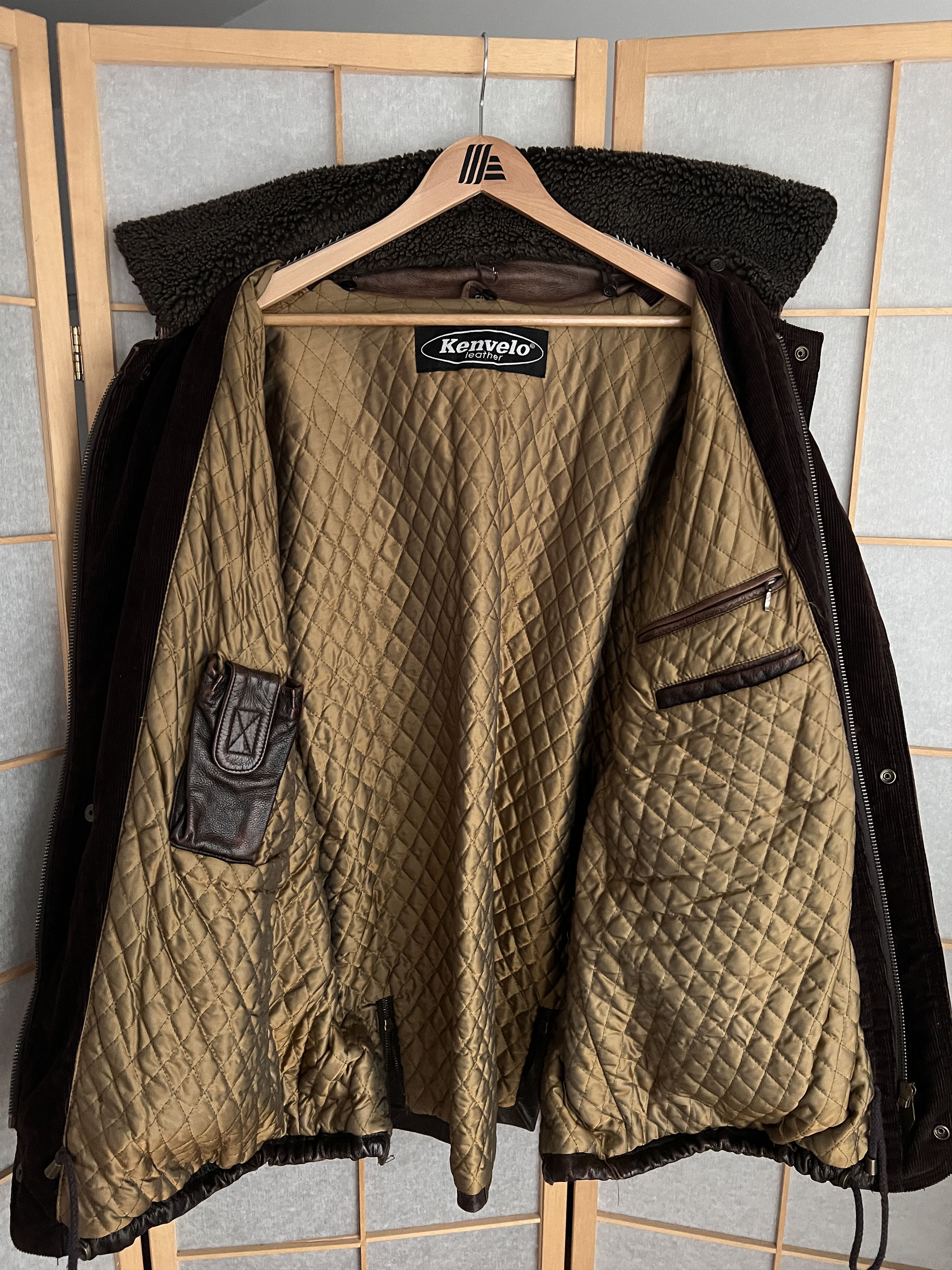 Other Crazy fit! VTG 90s Leather long hard coat jacket fur collar Size US XL / EU 56 / 4 - 22 Thumbnail
