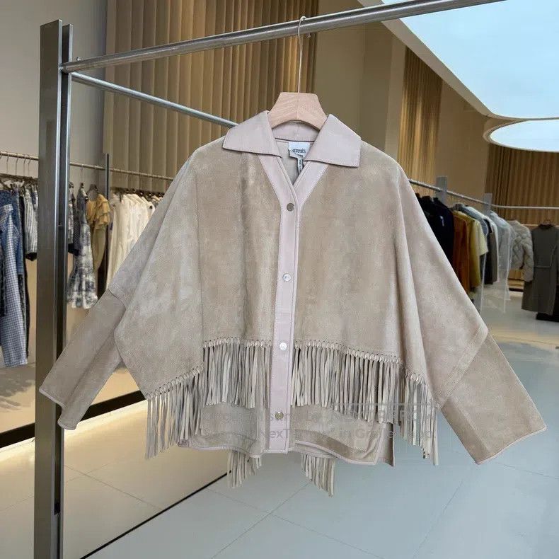 Hermes Hermes Mint Pink Sheepskin Fringe Cloak Jacket Size XXS / US 00 / IT 34 - 1 Thumbnail