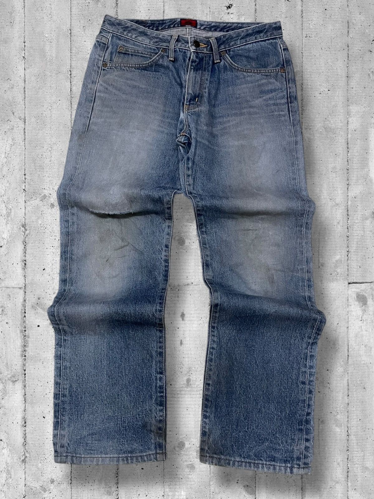Vintage 1990s Japan Designer Edwin 503 Distressed Blue Denim
