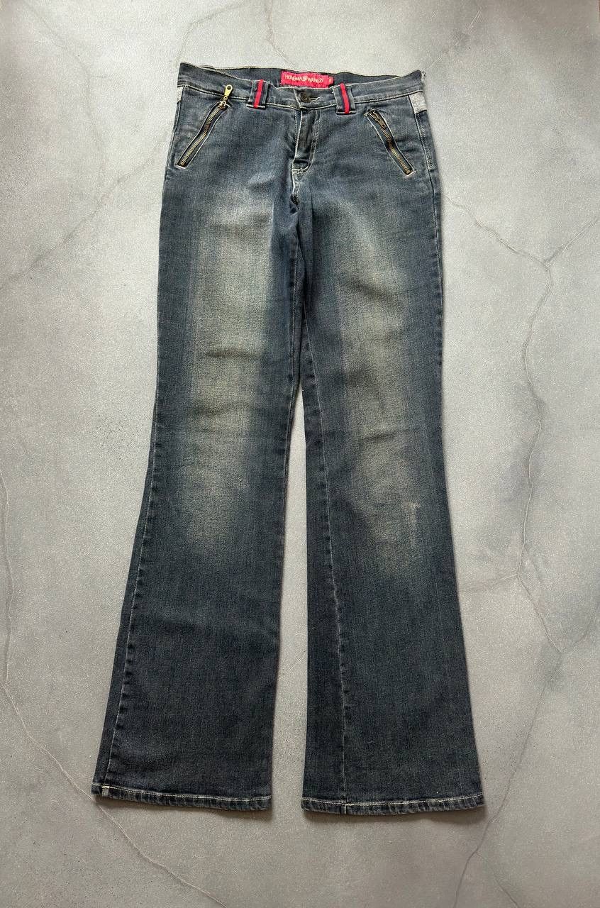 image of 20471120 x Avant Garde Amazing Washed Flared Denim Jeans (Rick Owens Style) in Grey, Women's (Size 