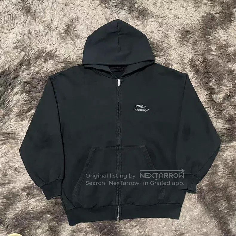 Balenciaga Balenciaga Muddy Stain Washed Hooded Zip-Up Sweatshirt Jac Size US S / EU 44-46 / 1 - 1 Thumbnail