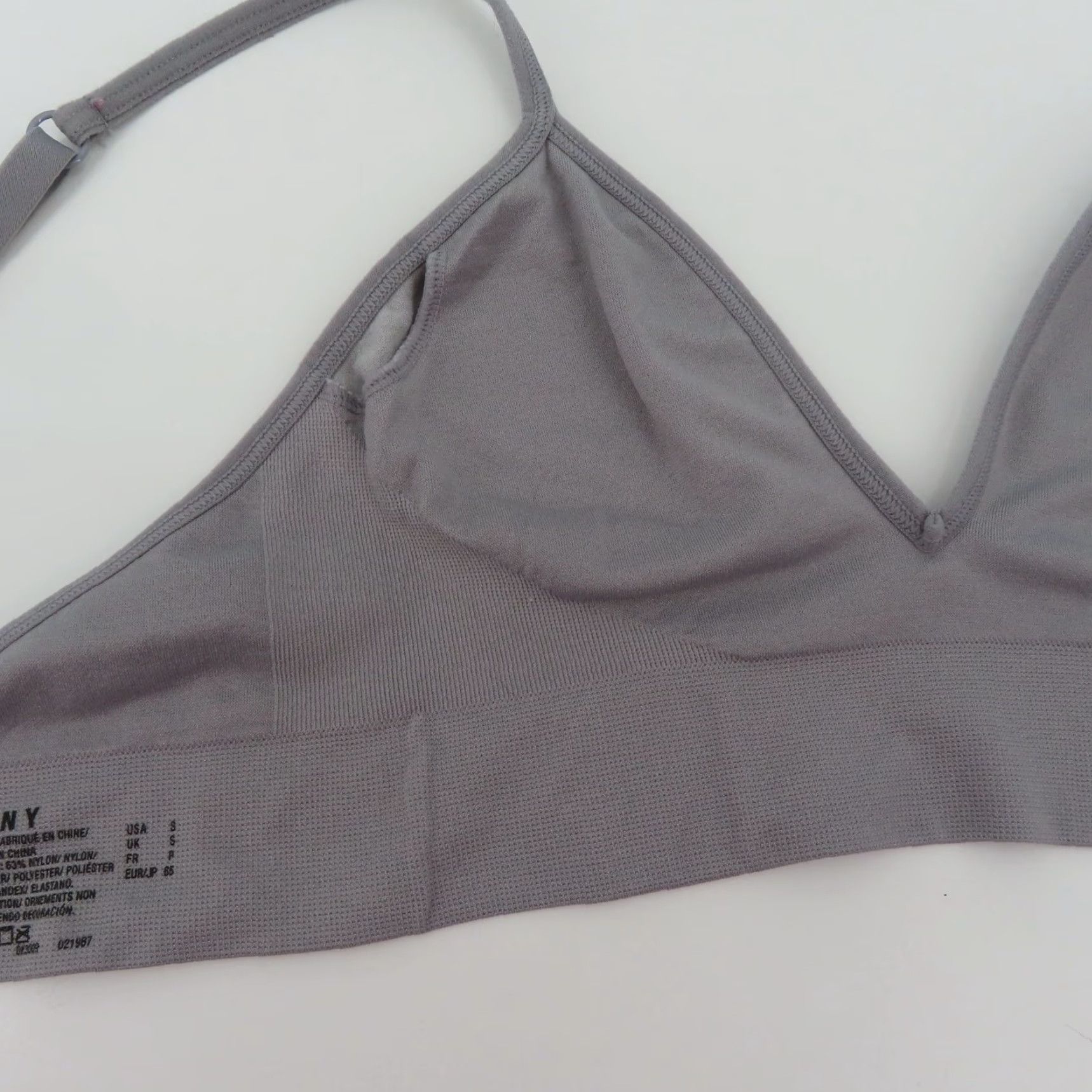 DKNY DKNY Womens Small 021987 Solid Gray White Logo Wireless Wire Free Bralette Bra Shirt? Size ONE SIZE - 6 Thumbnail