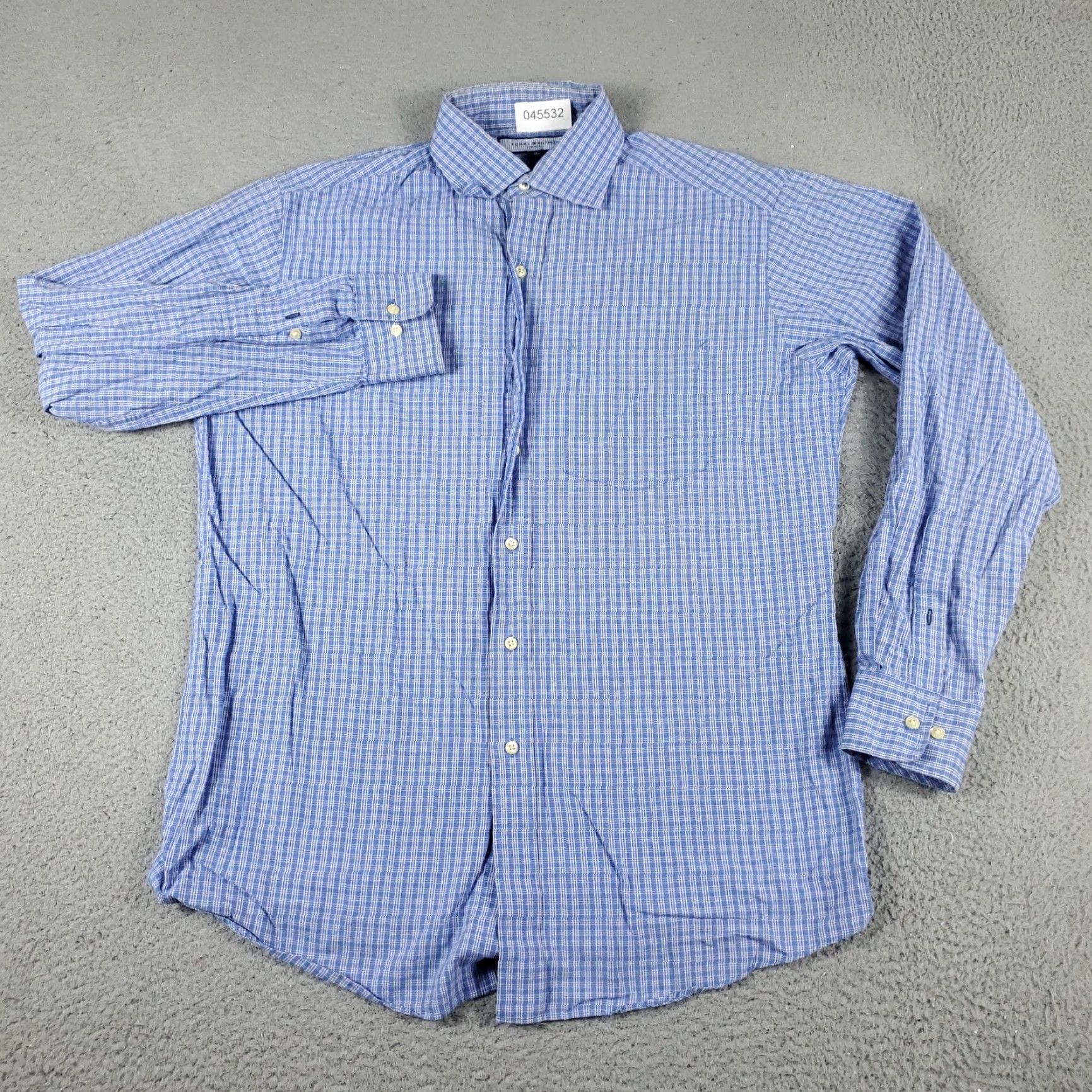 Tommy Hilfiger Tommy Hilfiger Shirt Adult M Blue Plaid Button-Up Long Sleeve Cotton Regular Fit Mens Size US M / EU 48-50 / 2 - 2 Thumbnail
