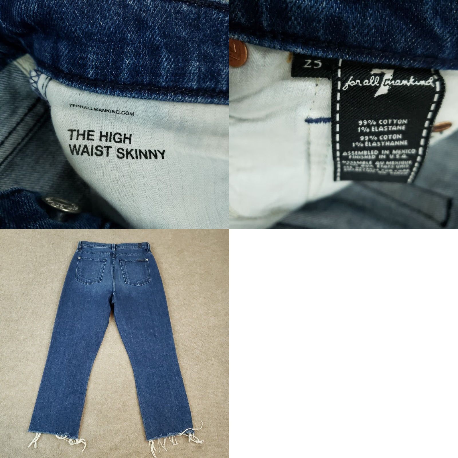 7 For All Mankind 7 For All Mankind High Waist Skinny Stretch Crop Jeans Blue Women's 25x22 Size 42" / US 20 - 8 Thumbnail