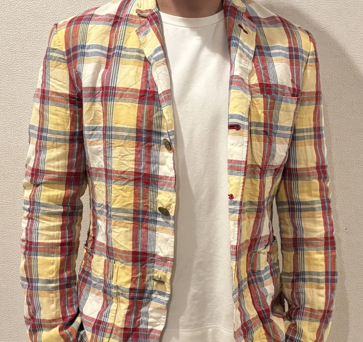 Junya Watanabe Junya Watanabe MAN AD2007 Crinkled Plaid Blazer Size 34S - 10 Thumbnail