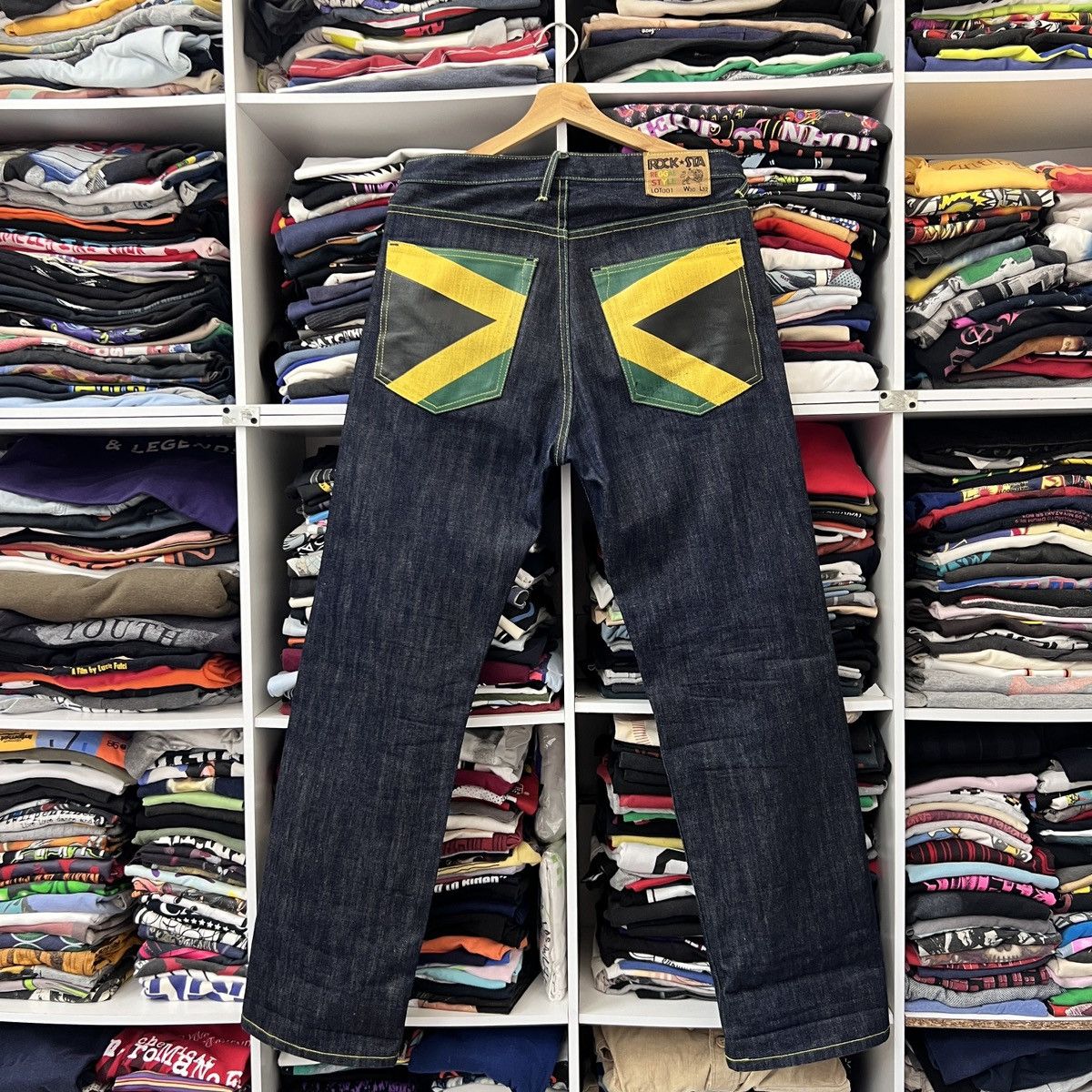 Japanese Brand VTG RASTAFARI ROCK STA JAMAICA FLAG JEAN Size US 31 - 2 Thumbnail