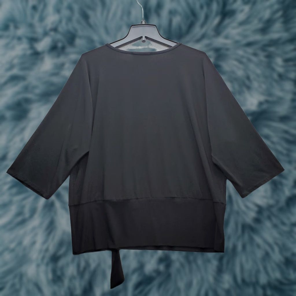 Joseph Ribkoff Joseph Ribkoff Blouse Womens 16 Black 3/4 Sleeve Round Neck Knot Hem Stretch Shirt Size XXL / US 16-18 / IT 52-54 - 1 Thumbnail
