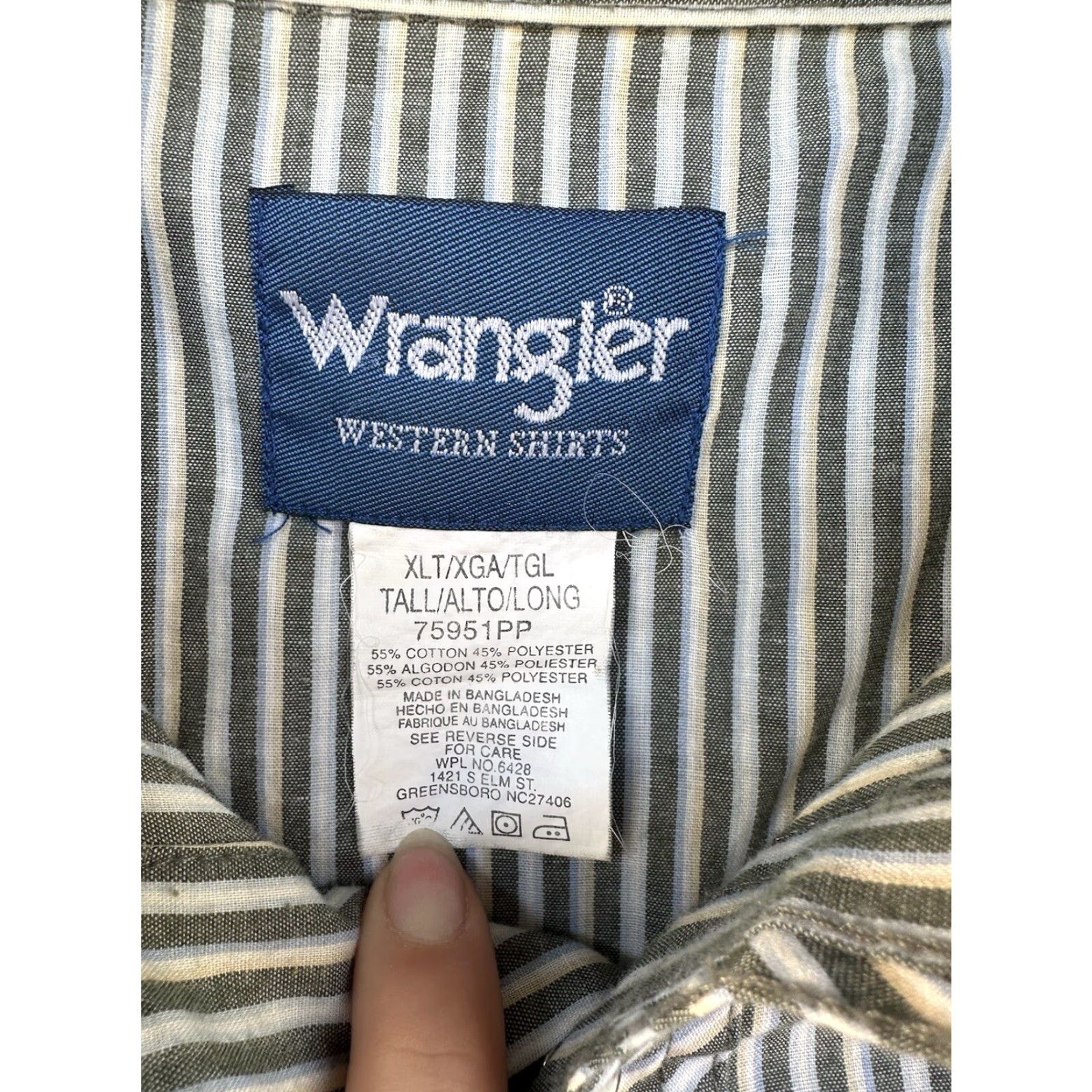 Wrangler VINTAGE Wrangler Pearl Snap Shirt Men XLT Blue White Stripe Western Cowboy Shirt Size US XL / EU 56 / 4 - 3 Thumbnail