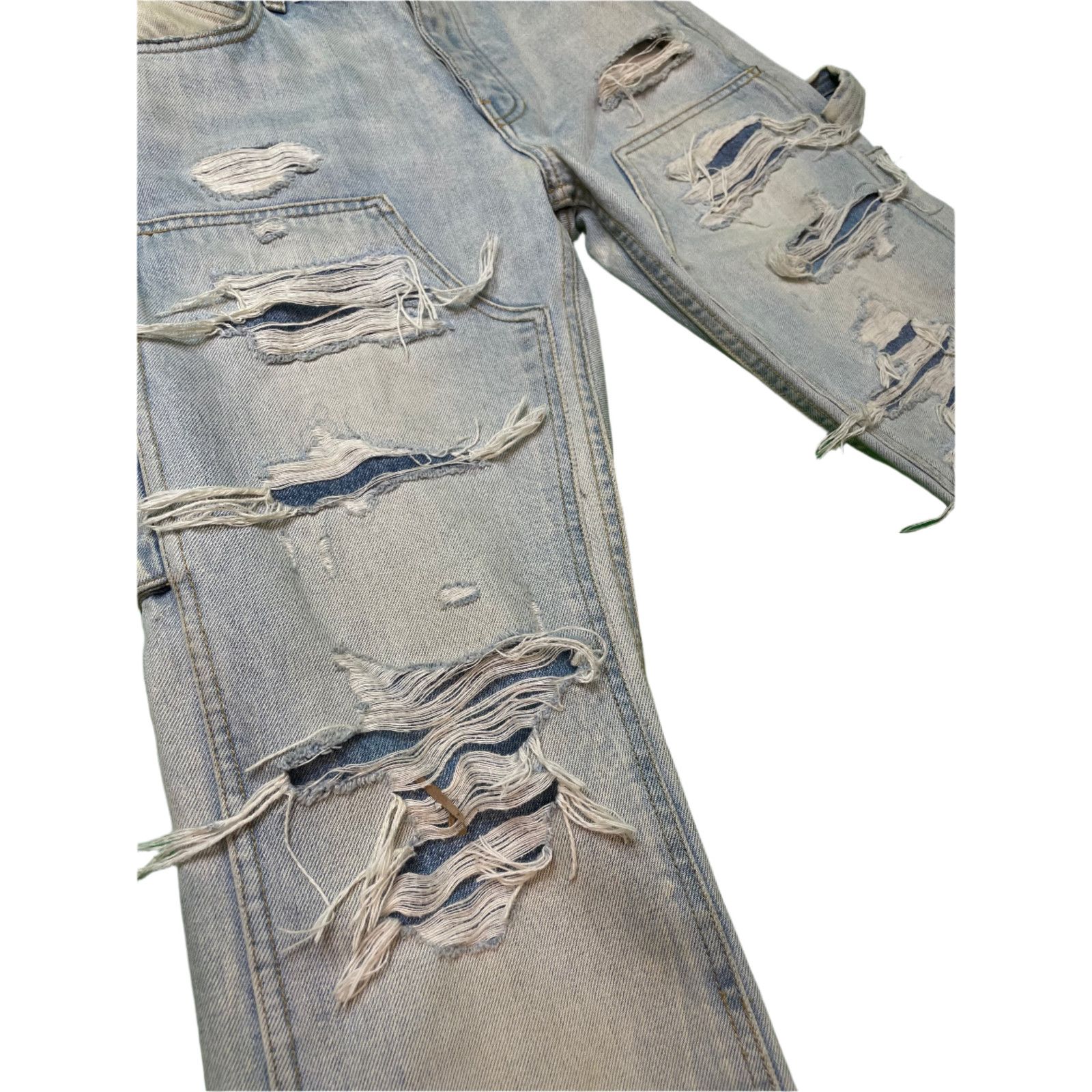 Amiri Amiri Double Knee Distressed Light Wash Blue Jeans Size US 28 / EU 44 - 2 Thumbnail