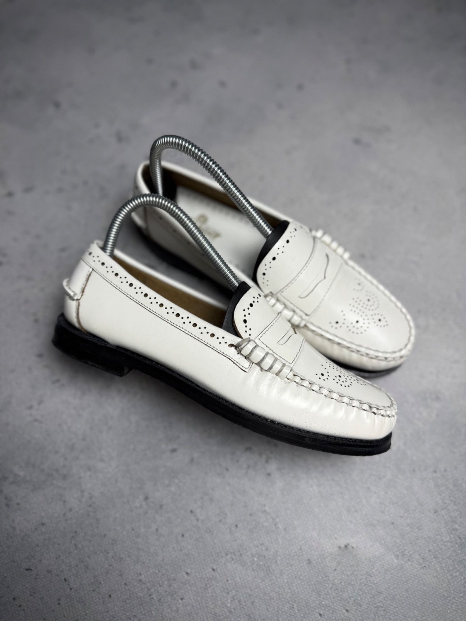 Sebago Sebago Womens Vintage White Leather Loafers With Perforated Size US 7 / IT 37 - 1 Thumbnail