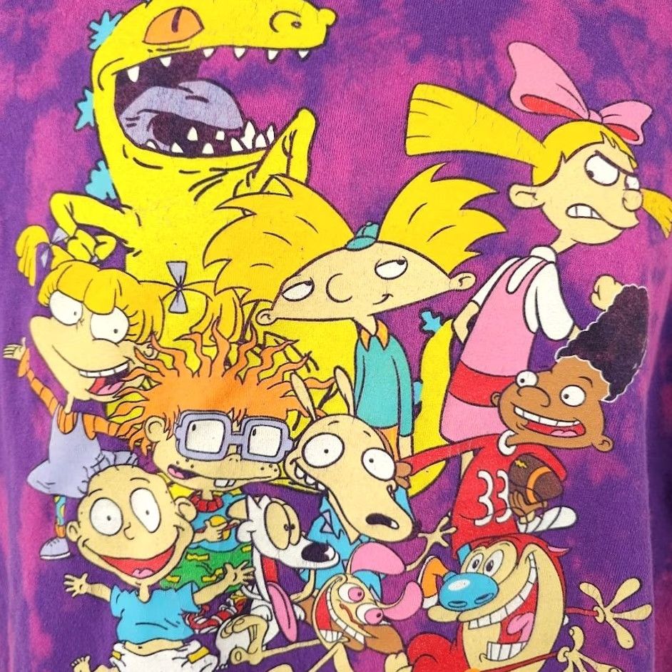 Nickelodeon Nickelodeon T Shirt Mens Size Large Purple Pink Retro 90s Cartoon Characters Tie Dye Rugrats Ren and Stimpy Size US L / EU 52-54 / 3 - 3 Thumbnail