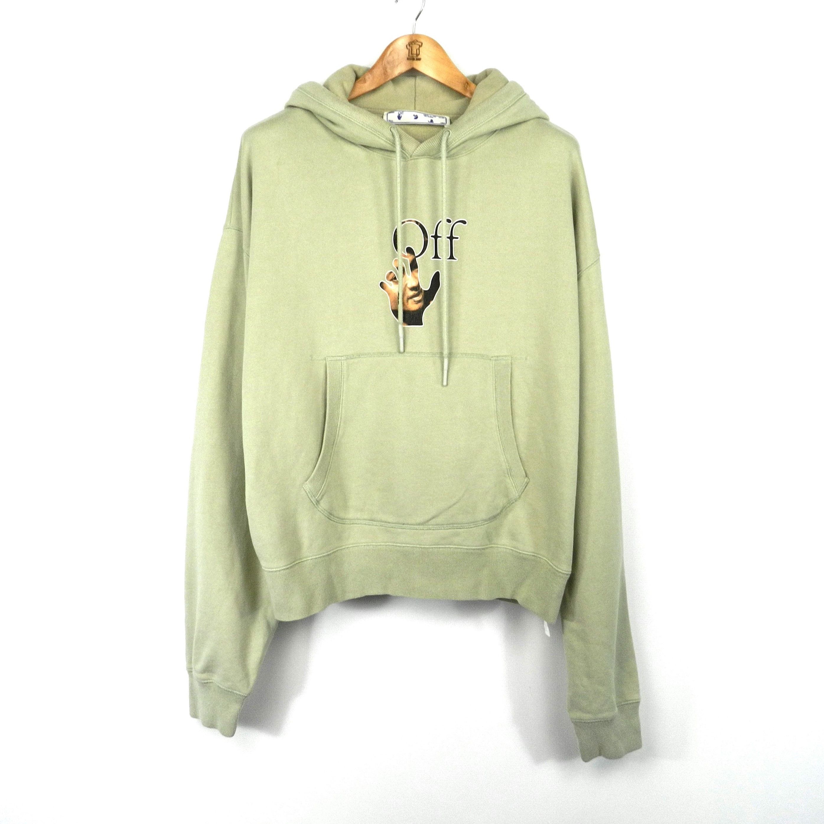 image of Off White Hand Face Hoodie in Cream, Men's (Size XL)
