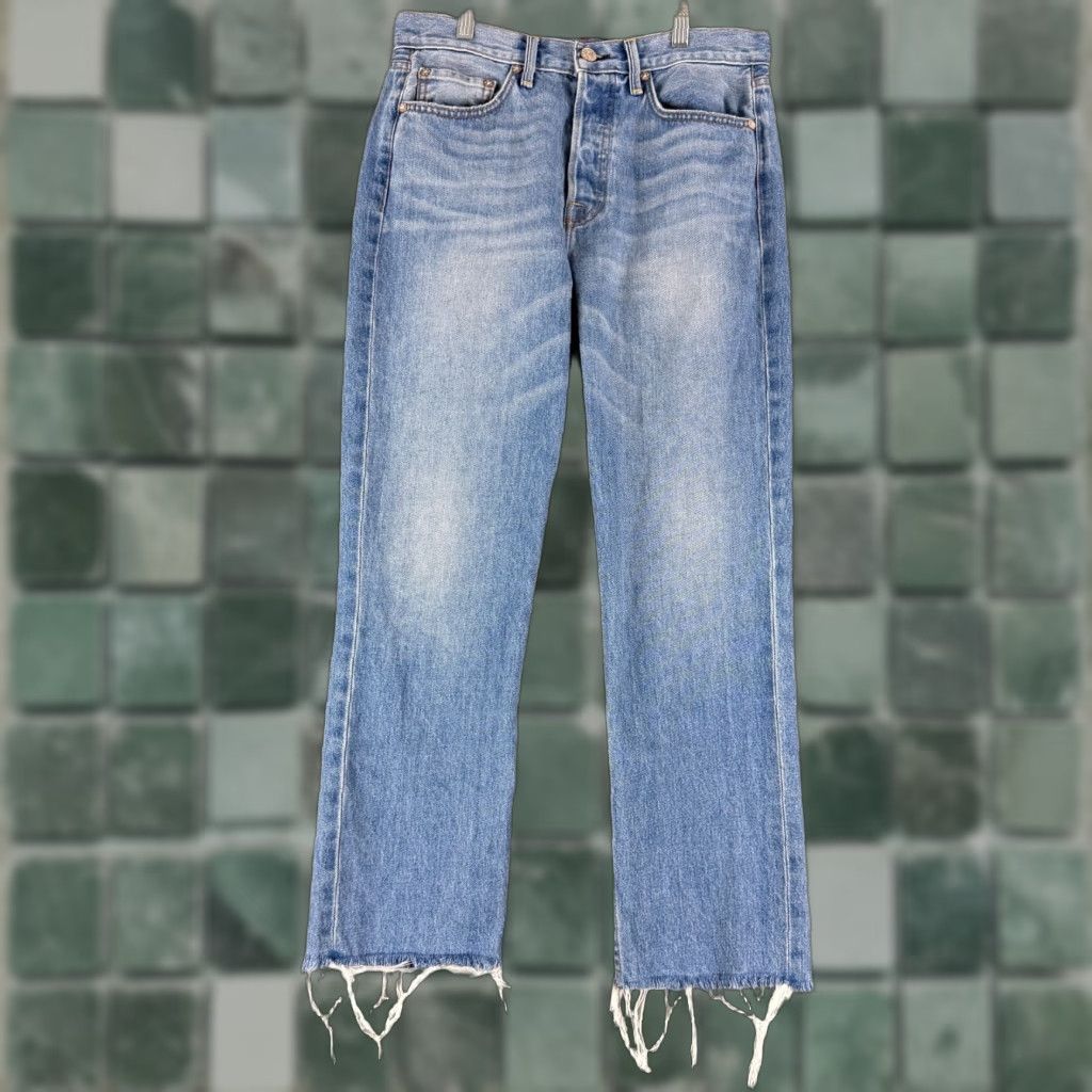 Vintage NoEnd Denim High Rise Straight Crop Jeans Womens Size 29 Blue Frayed Hem USA Made Size 29" - 1 Thumbnail