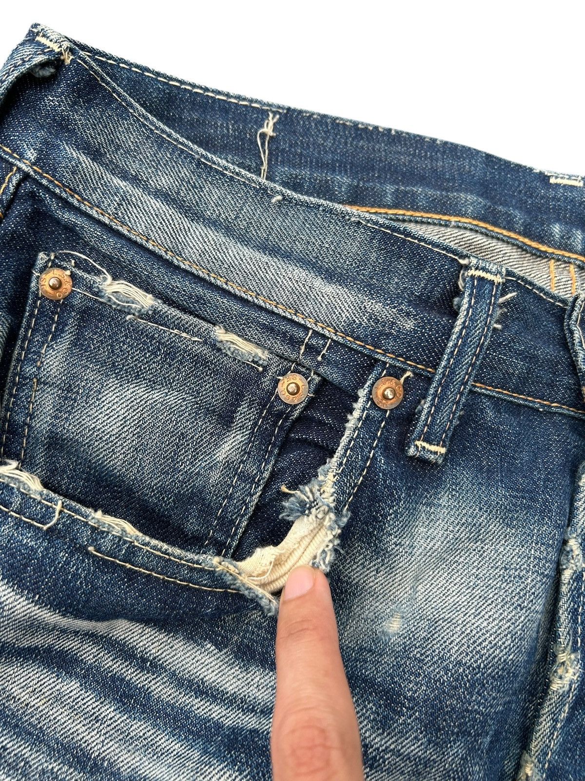 Kapital Vintage Levis Big E 501 Selvedge Distressed Denim Jeans Size US 32 / EU 48 - 11 Thumbnail