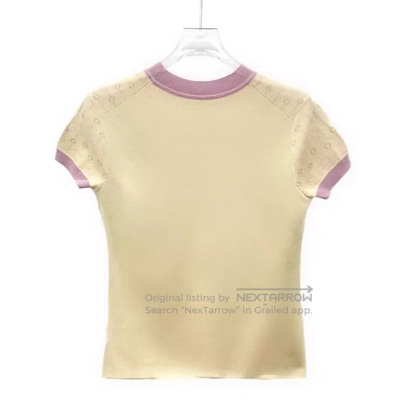 Hermes Hermes Yellow Lock扣Raised Pattern Mulberry Silk Crew Neck Size XS / US 0-2 / IT 36-38 - 2 Thumbnail