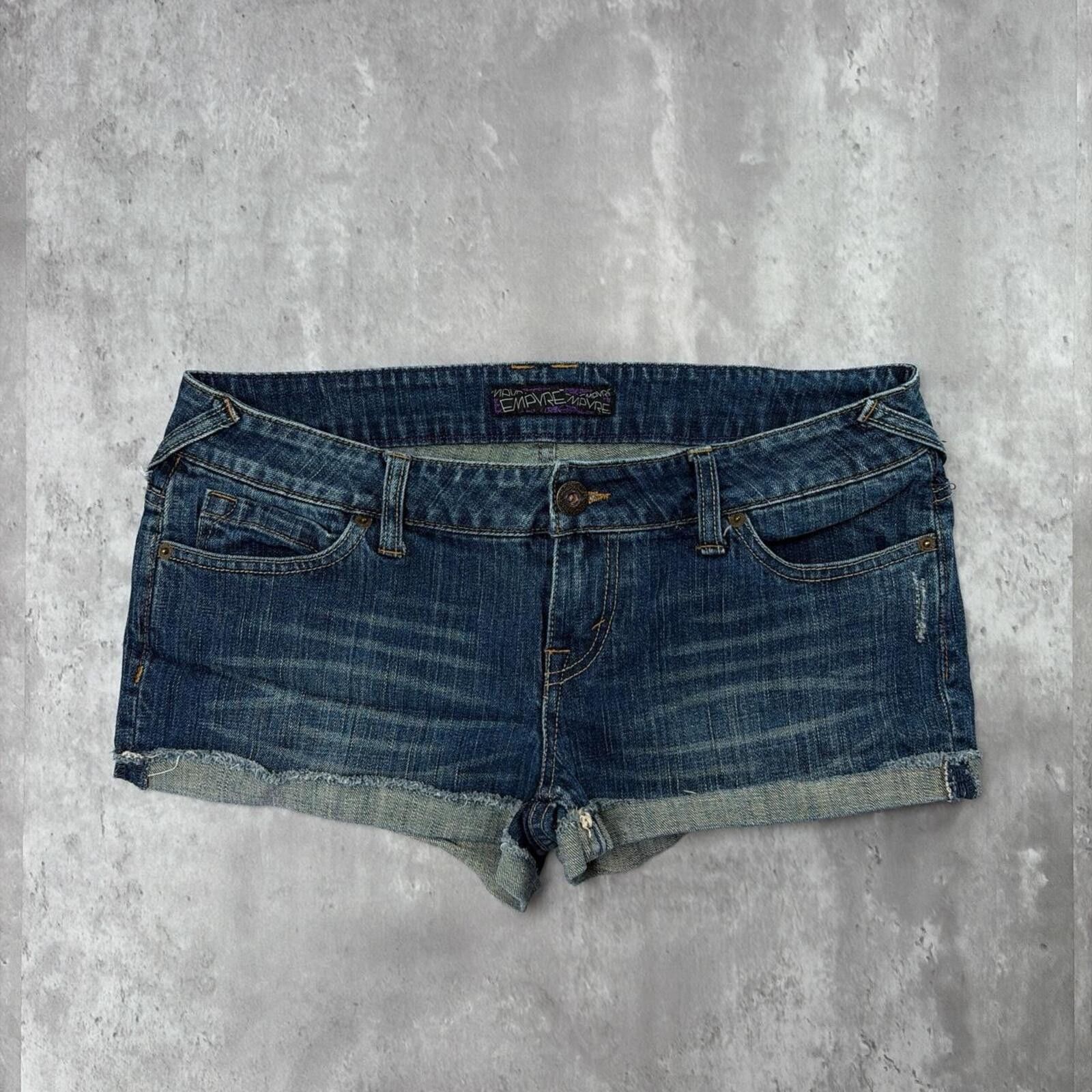 Empyre Y2K Dark Wash Empyre Grunge Gothic Mini Denim Shorts Size 34" / US 12 / IT 48 - 1 Thumbnail
