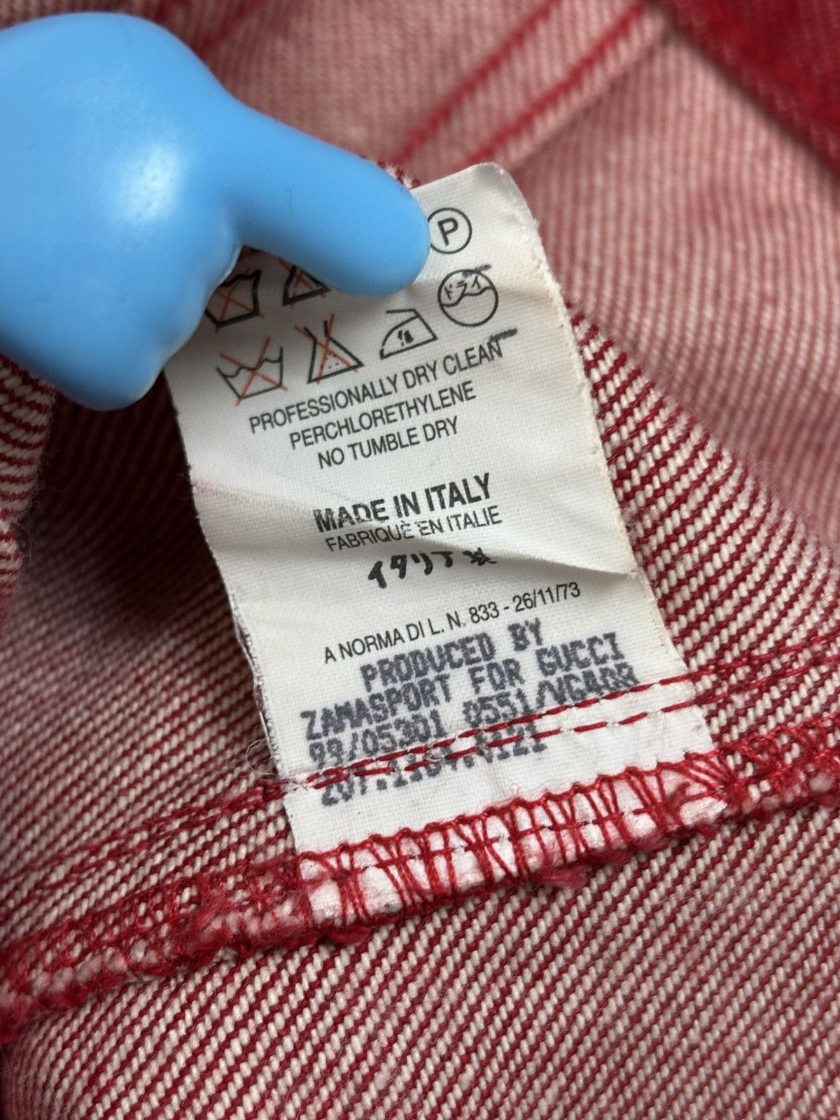 Gucci 90s Gucci Tom Ford 1999 Wasp Waist Red Denim Jacket 40 Size S / US 4 / IT 40 - 11 Thumbnail
