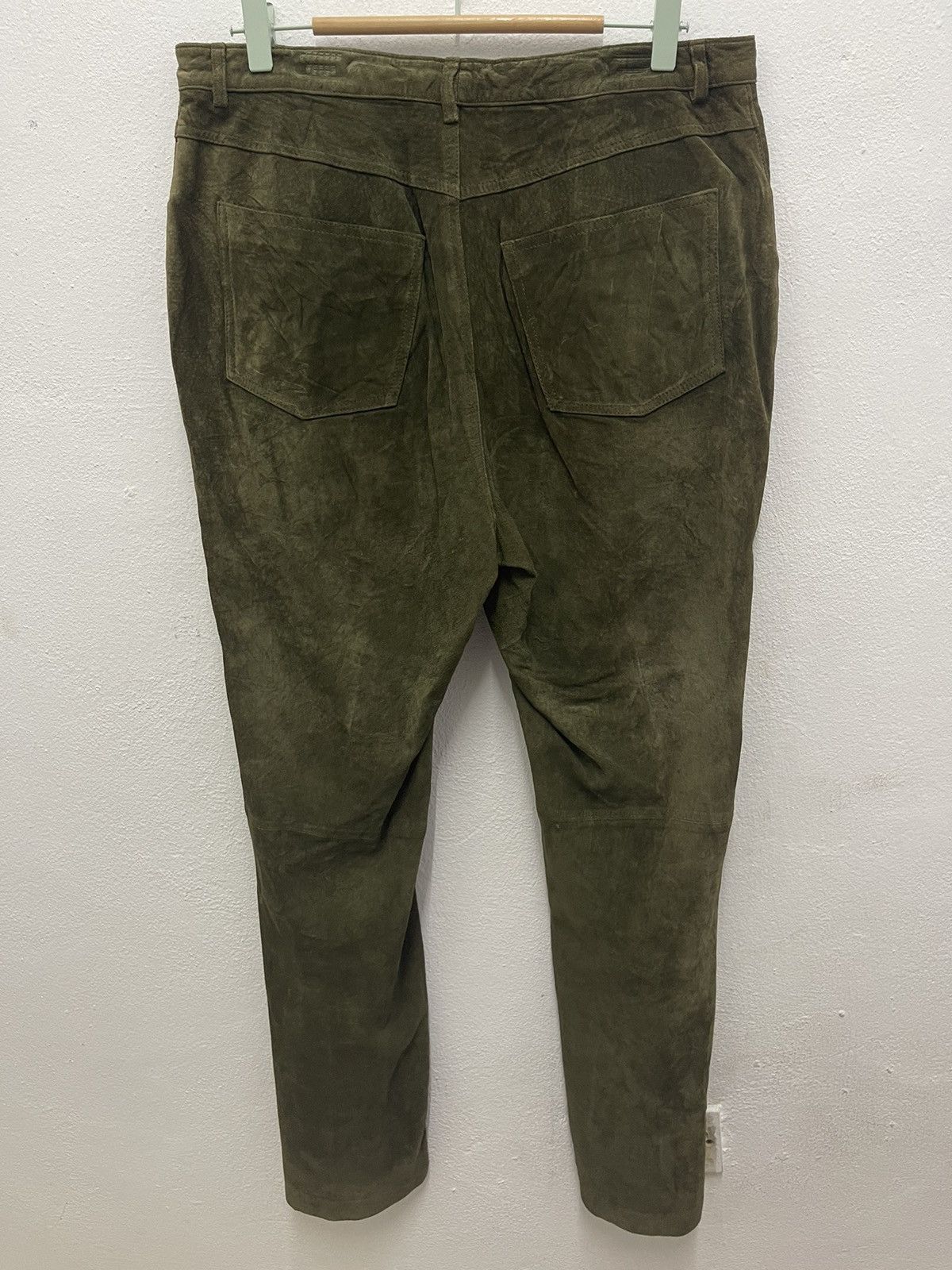 Genuine Leather × Leather × Vintage Amazing Vtg Brandon Thomas leather olive suede trouser pants Size US 32 / EU 48 - 16 Thumbnail