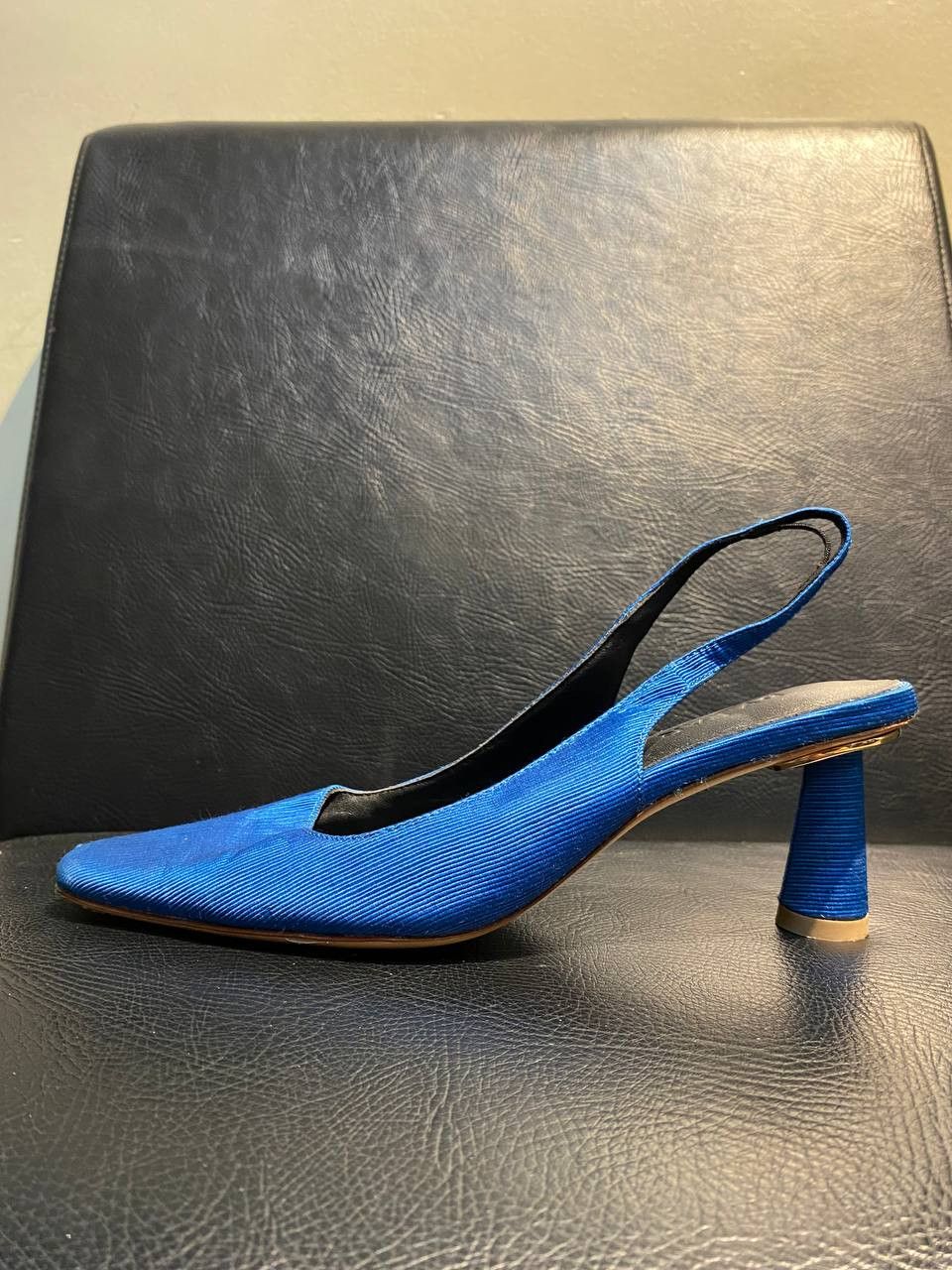 By Far By Far Satin Blue Heeled Sandals Size US 6 / IT 36 - 2 Thumbnail