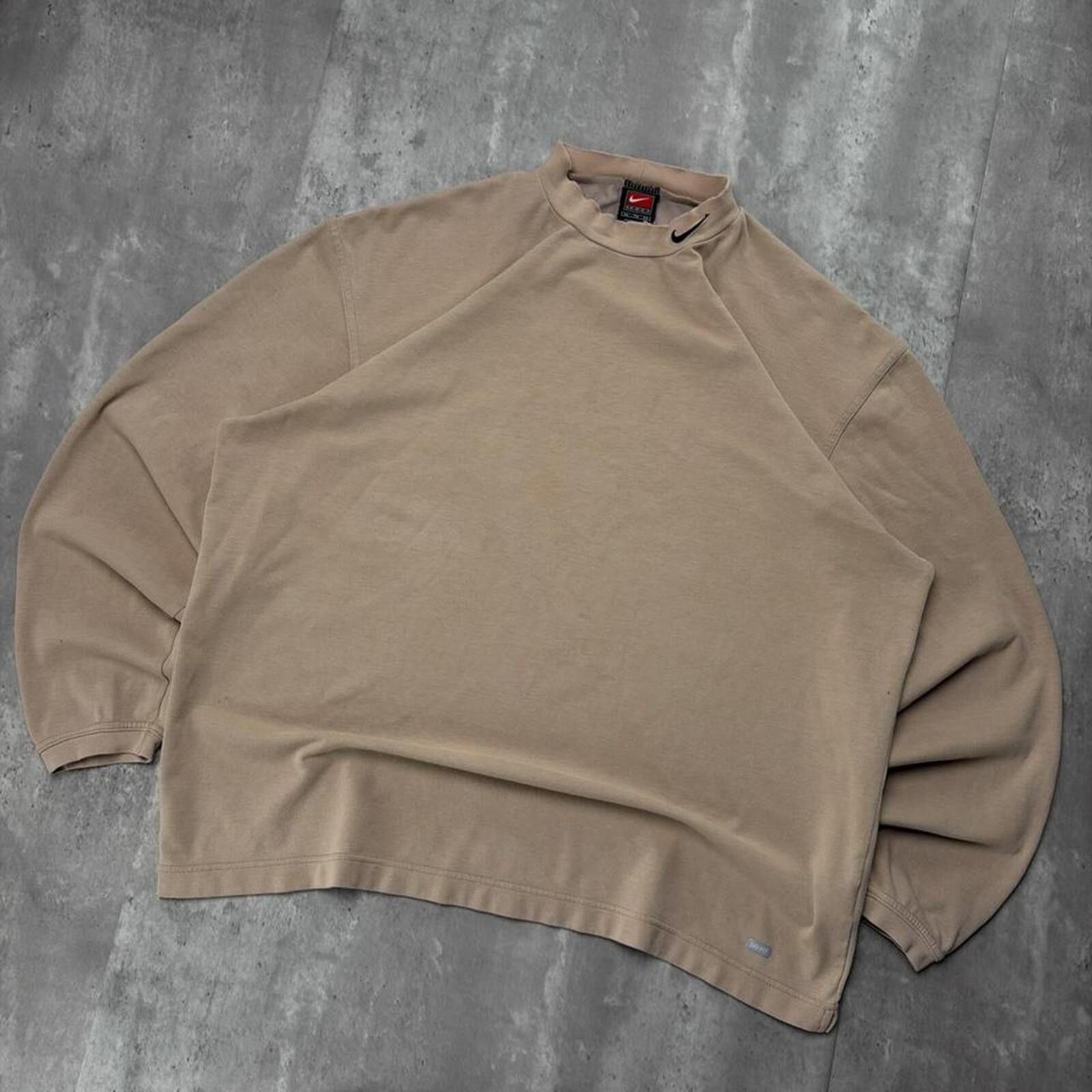 Nike Vintage Tan Nike Team Grunge Distressed Long Sleeve Shirt Size US XL / EU 56 / 4 - 2 Thumbnail