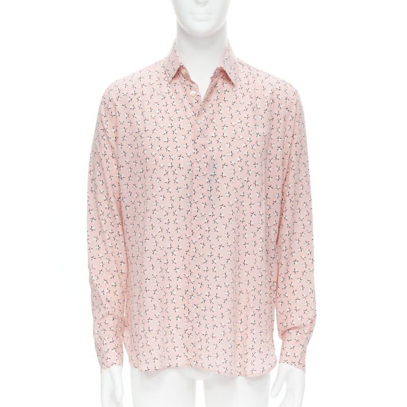 Saint Laurent Paris Saint Laurent 2018 100% silk pink white star print long sleeve shirt EU38 S Size US S / EU 44-46 / 1 - 1 Thumbnail