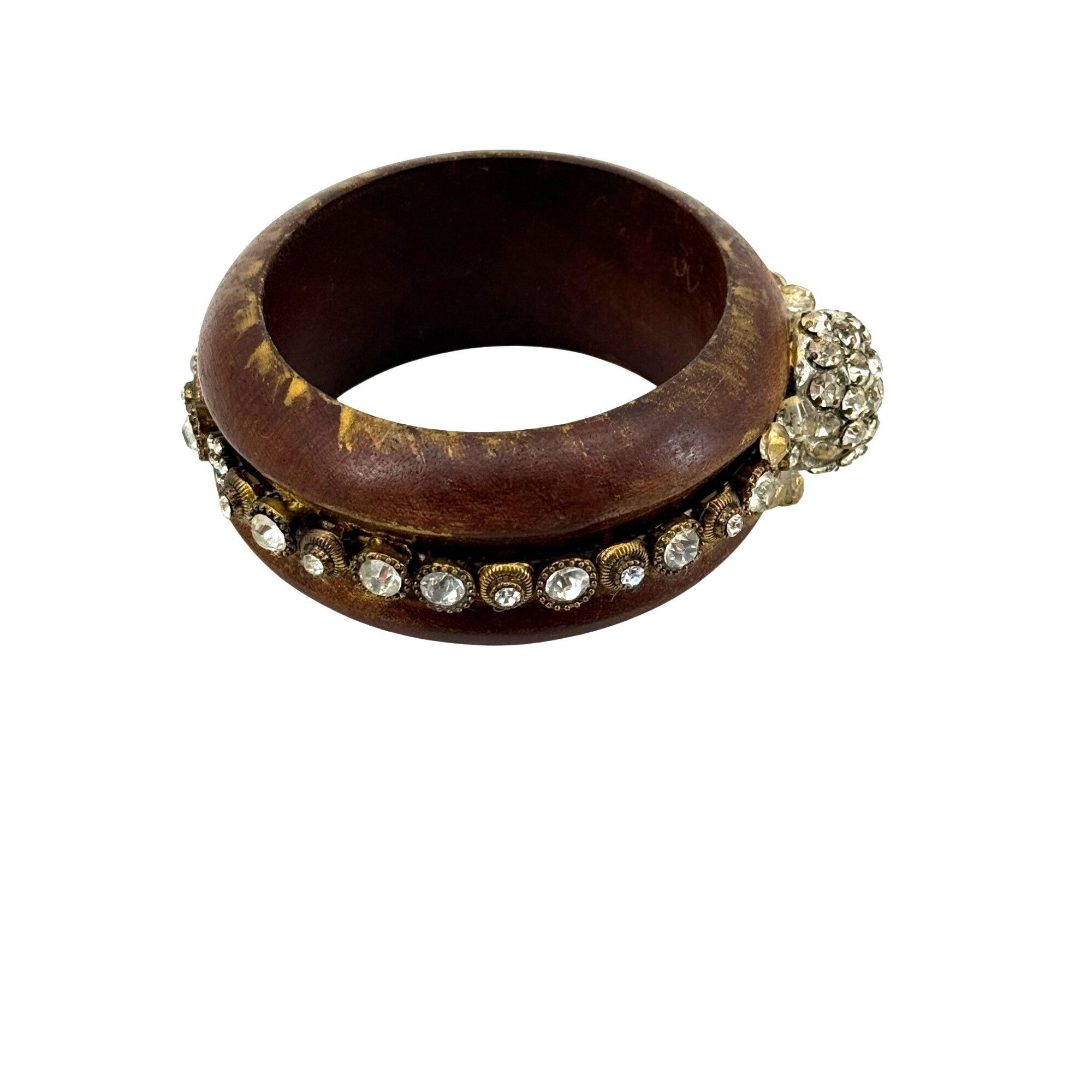 Other Deco Revival Refashioned Wooden Crystal Bangle Size ONE SIZE - 6 Thumbnail