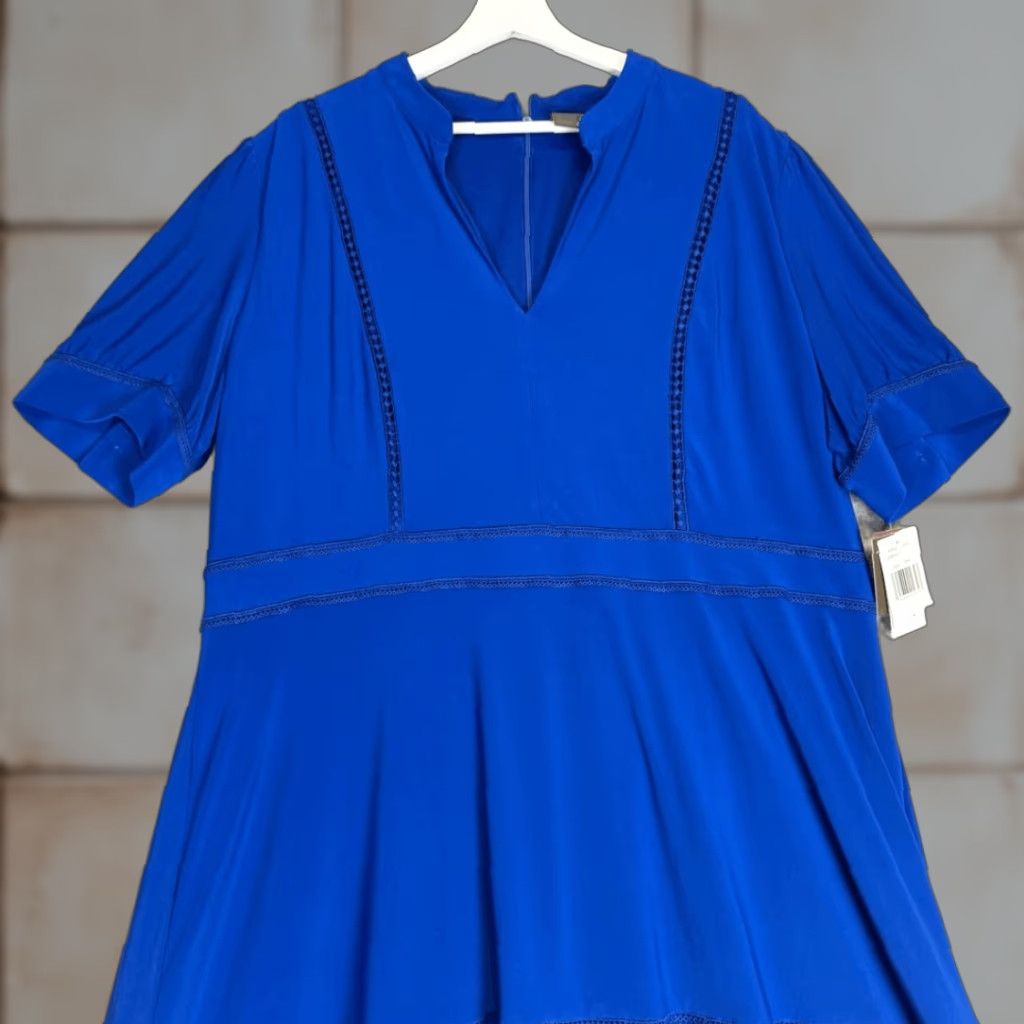 Vintage VINTAGE? Brand New Taylor Women's 3X A-Line Knee Length Dress Blue Cobalt Lined Knee Length Womens 3X Plus Size XXL / US 16-18 / IT 52-54 - 1 Thumbnail