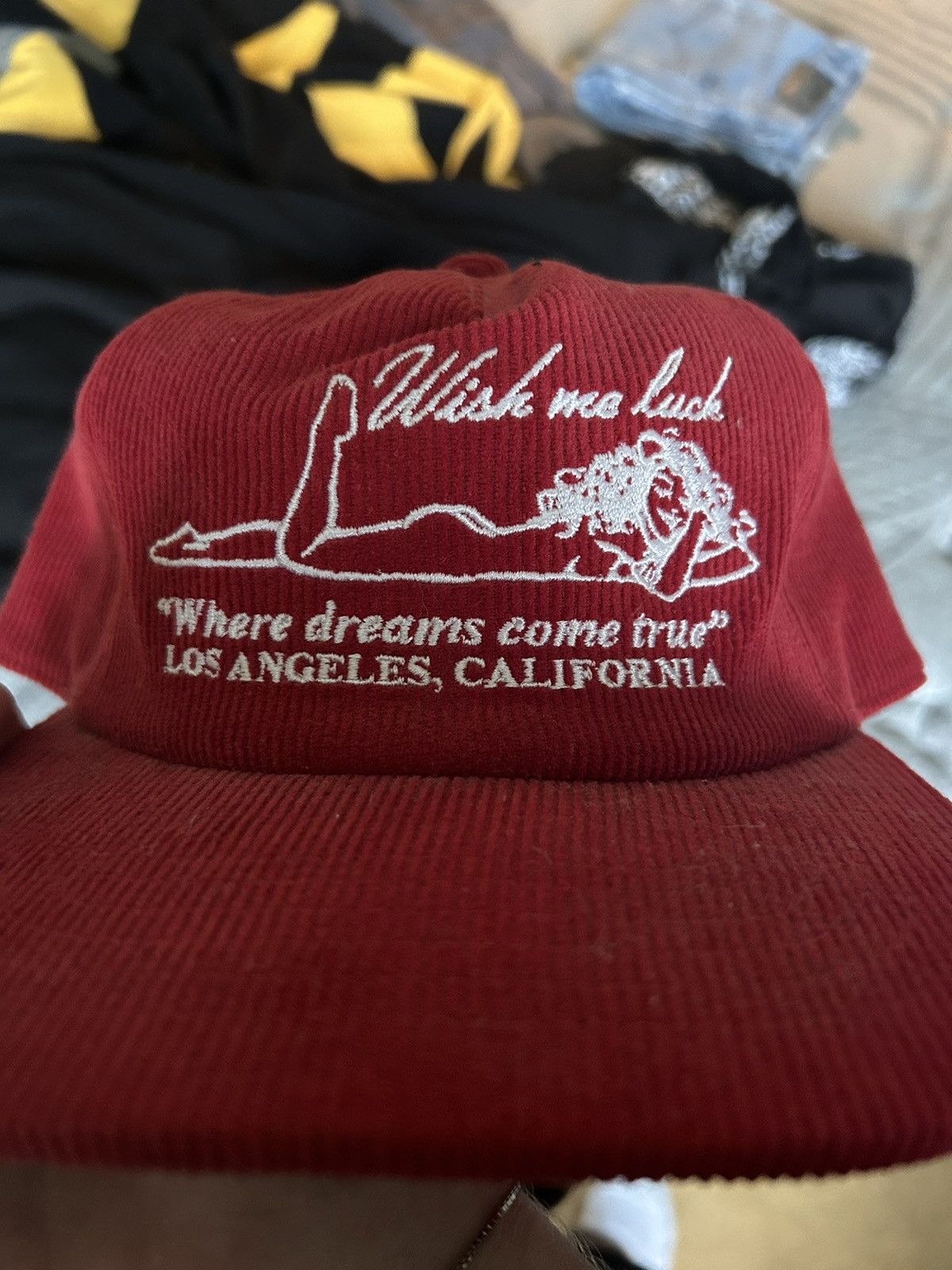 Vintage × Wish Me Luck Wishmeluck Red Corduroy trucker hat Size ONE SIZE - 2 Thumbnail