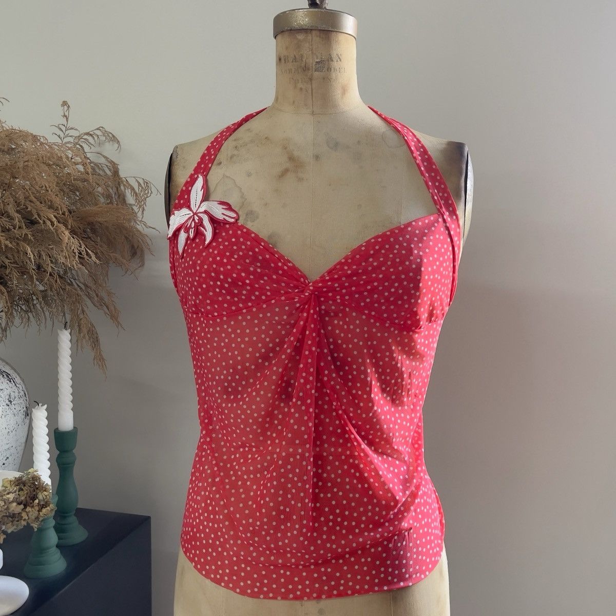 Victoria's Secret Victoria’s Secret Red Polka Dot Sheer Babydoll Set (L) Size L / US 10 / IT 46 - 11 Thumbnail