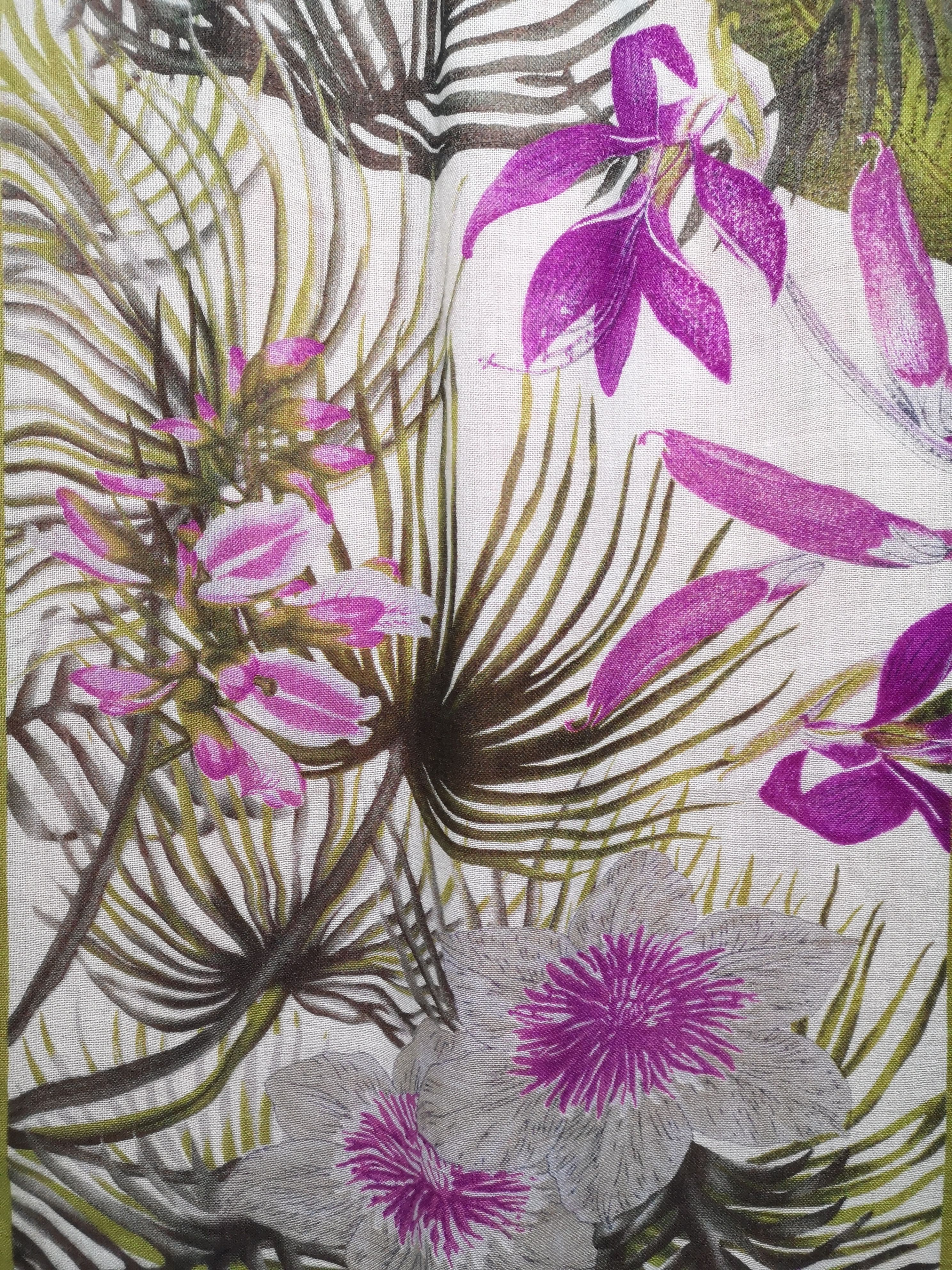 Kenzo Botanical Printed Wool Front Plain Pink Silk Back Scarf Size ONE SIZE - 5 Thumbnail