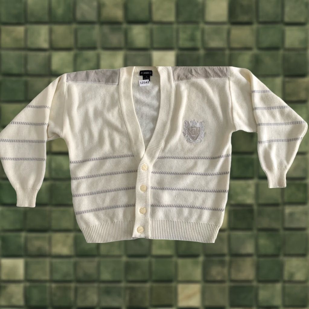 Vintage Vintage Z. Cavaricci Ivory Knit Suede Embroidered Cardigan Sweater Men’s M Size US M / EU 48-50 / 2 - 1 Thumbnail