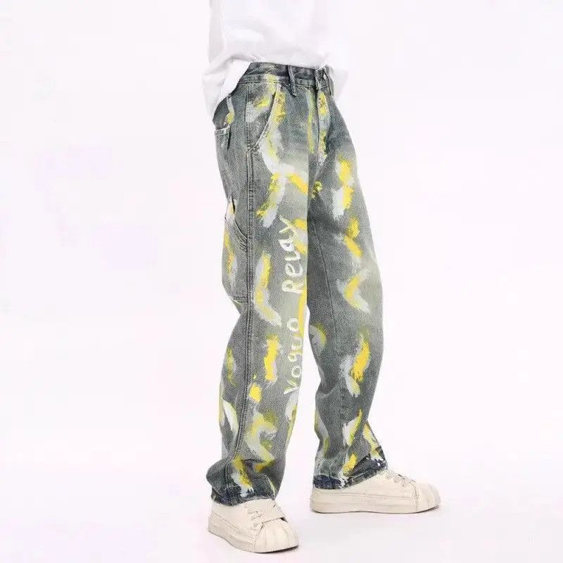 Japanese Brand Retro loose straight leg graffiti jeans Size US 32 / EU 48 - 4 Thumbnail