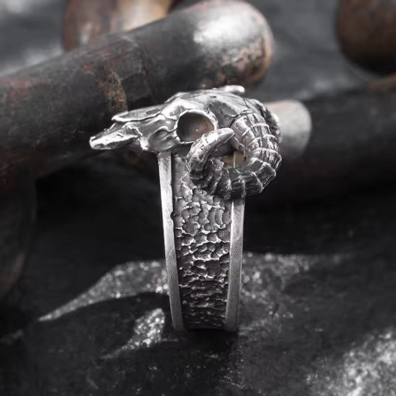 Other Vintage Punk Sheep Head Resizeable Ring Size ONE SIZE - 5 Thumbnail