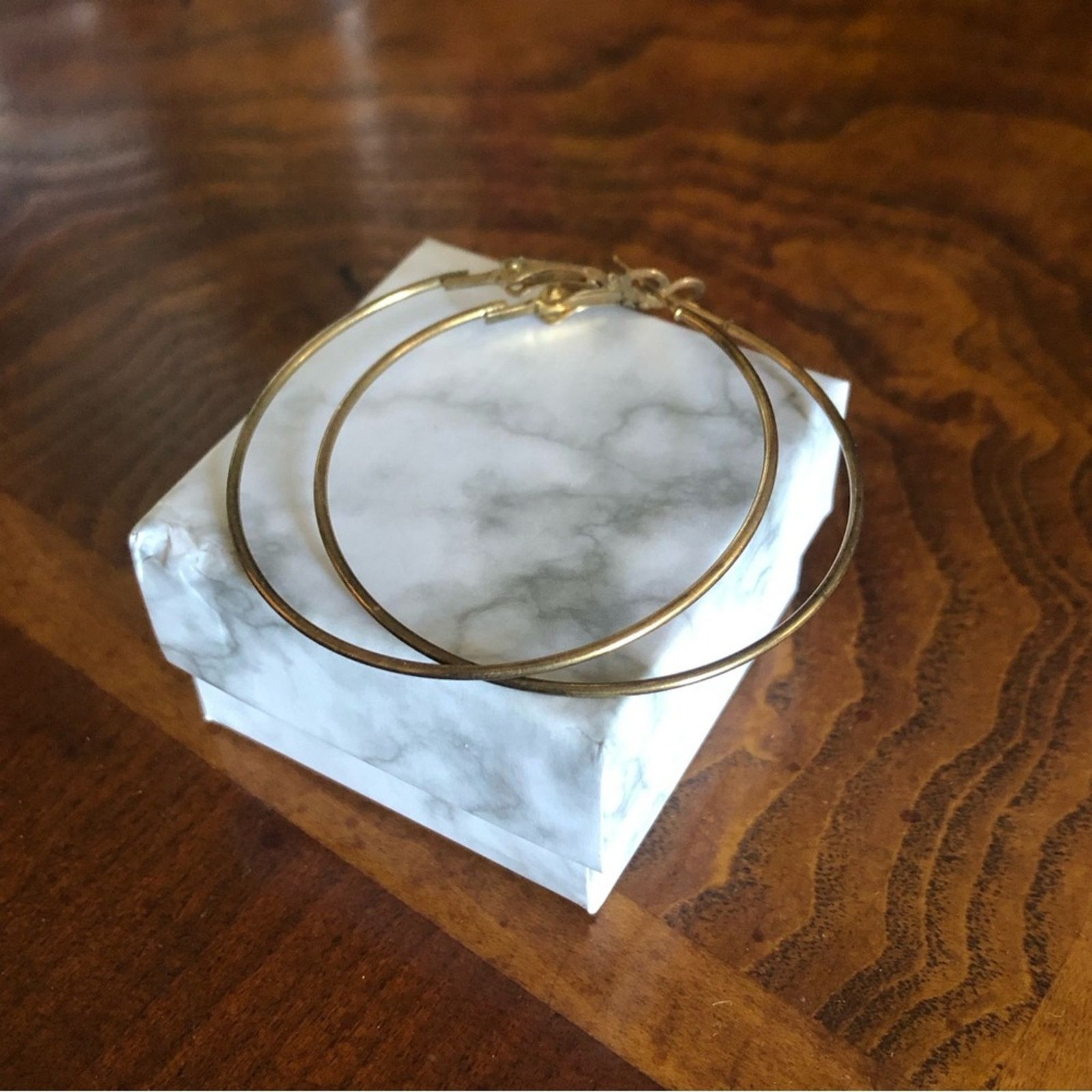 Vintage Vintage 80s gold plated hoop earrings Size ONE SIZE - 1 Thumbnail