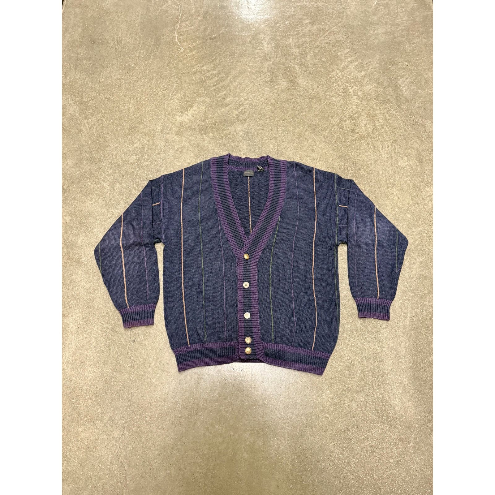 Vintage Vintage 90s/Y2K Structure Striped Cardigan Sweater Size L / US 10 / IT 46 - 1 Thumbnail