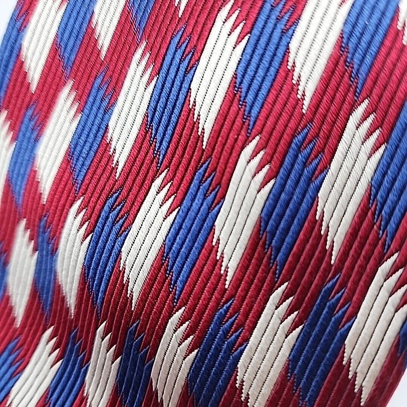 Other Ferrell Reed Silk Jacquard Necktie -Red-White-Blue Geometric Size ONE SIZE - 4 Thumbnail