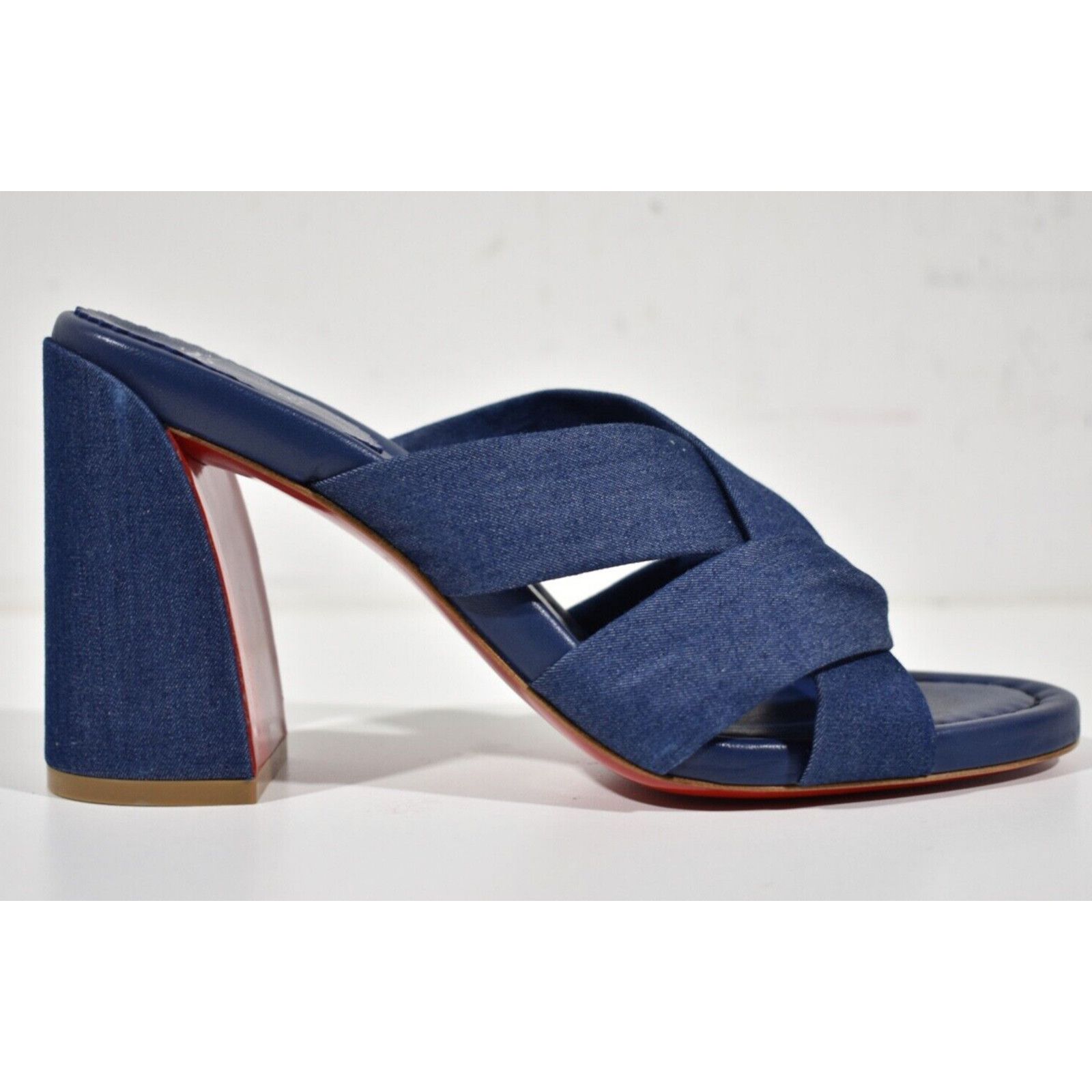Christian Louboutin Disco Club 85 Blue Denim Backless Mule Sandal Heel 40 Size US 10 / IT 40 - 2 Thumbnail
