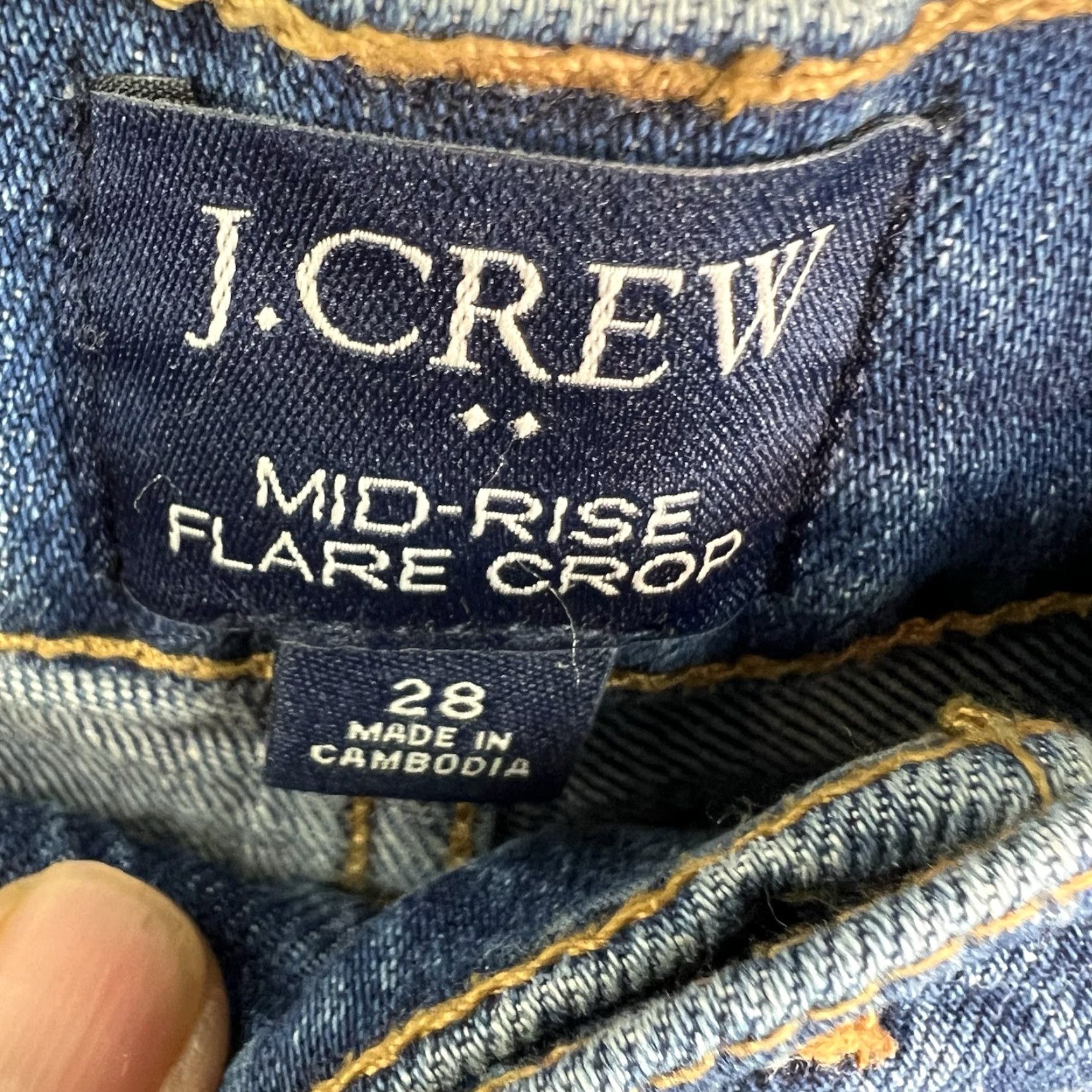 J.Crew J. Crew Jeans Cropped Mid-Rise Flare Denim 28 Blue Distressed Regular Women 32 Inseam 25 in Cotton Blend Spandex Womwns Type: Jeans Size 28" / US 6 / IT 42 - 6 Thumbnail