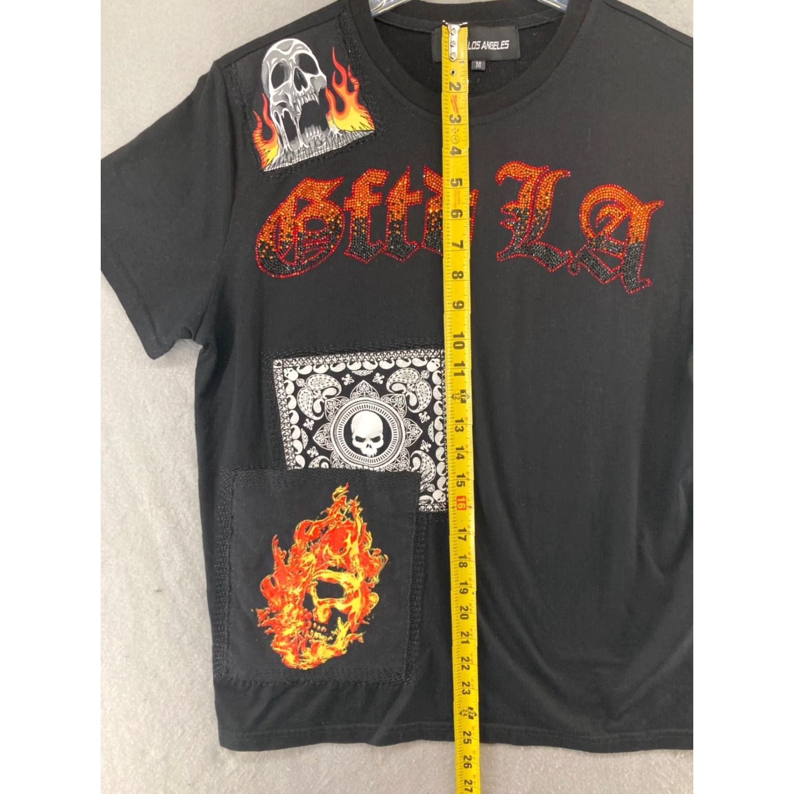 Vintage GFTD Los Angeles T-Shirt Mens M Black Flames Skull Hip Hop Streetwear - Adult Medium - Black - 2010s Style Size US M / EU 48-50 / 2 - 3 Thumbnail